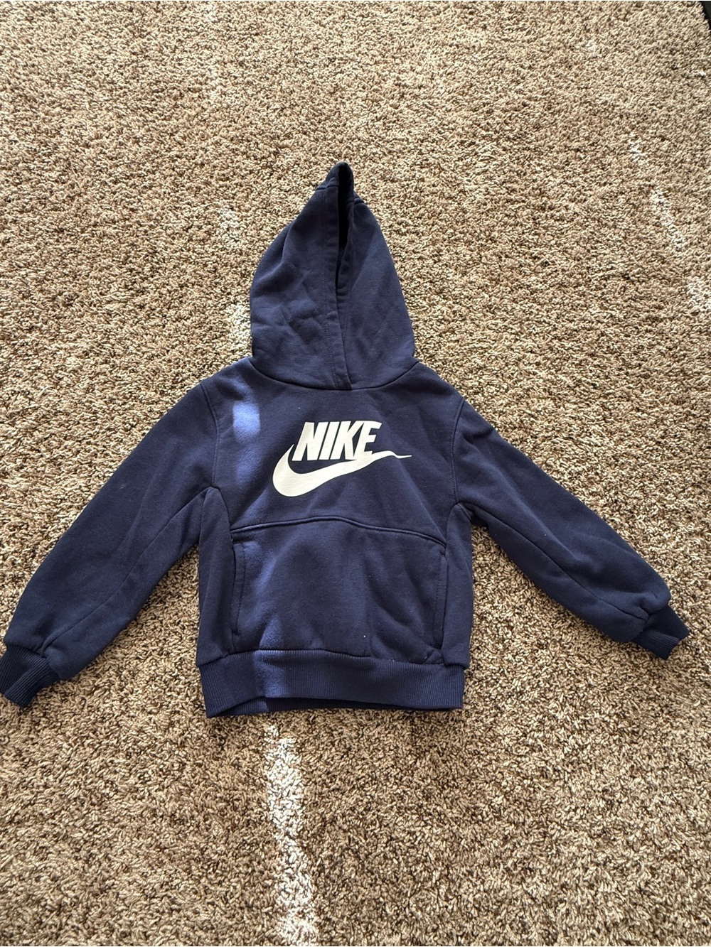 Nike Kids Navy Blue Hoodie with White Swoosh